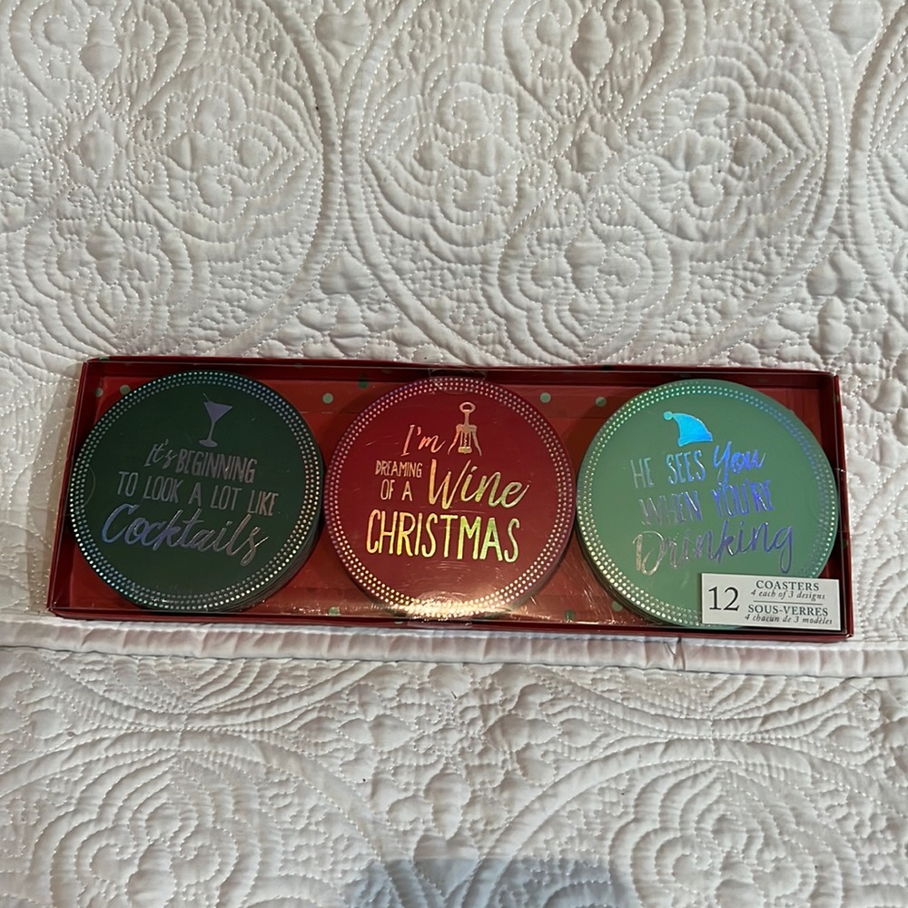 Molly & Rex Boxed Set of 12 Paper Coasters,‎ new